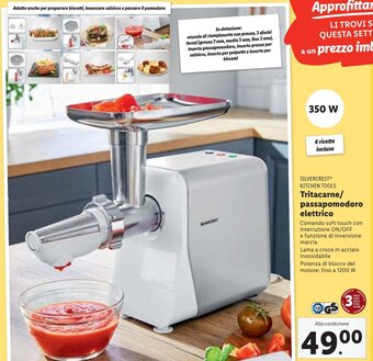 Lidl SILVERCRESTⓇ KITCHEN TOOLS Tritacarne/ passapomodoro elettrico offerta