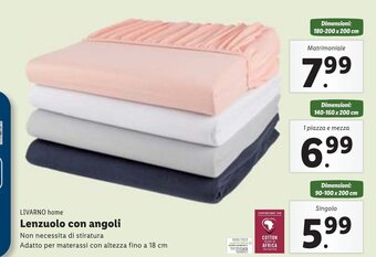 Lidl LIVARNO home Lenzuolo con angoli Dimensioni:180-200x200cm offerta