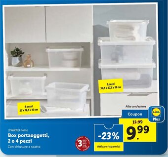Lidl LIVARNO home Box portaoggetti, 2 o 4 pezzi Con chiusure a scatto offerta