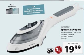 SILVERCRESTⓇ Spazzola a vapore Serbatoio rimovibile (70 ml) Misurino e inserto spazzola inclusi 1000w