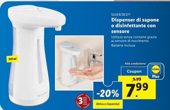 Lidl SILVERCRESTⓇ Dispenser di sapone o disinfettante con sensore offerta