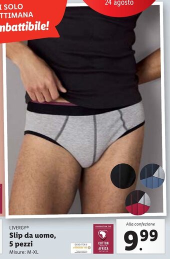 Lidl LIVERGYⓇ Slip da uomo, 5 pezzi Misure: M-XL offerta