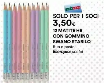Coop Stabilo 12 Matite HB Con Gommino Swqno Fluo O Pastel offerta