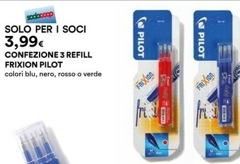 Coop Pilot 3 Ricariche Refill Frixion Rosso offerta