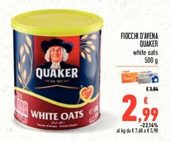 Conad FIOCCHI D'AVENA QUAKER white oats 500g offerta