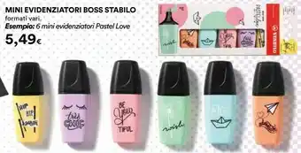 Coop Stabilo Boss 6 Mini Evidenziatori Pastel Love offerta