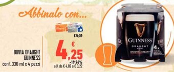 Conad BIRRA DRAUGHT GUINNESS conf. 330 ml x 4 pezzi offerta