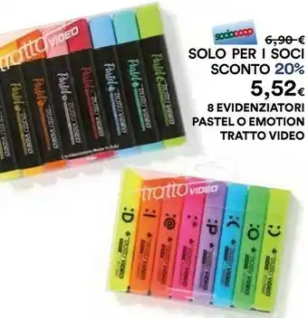 Tratto Video 8 Evidenziatori Pastel O Emotion