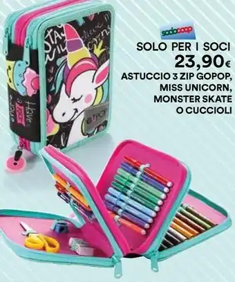 Coop Gopop Astuccio 3 Zip Miss Unicorn offerta