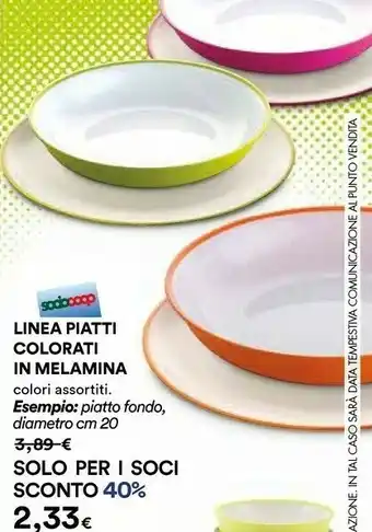 Coop Piatti Colorati In Melamina offerta