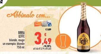 Conad BIRRA LEFFE blonde, rouge un esempio: blonde 750 ml offerta