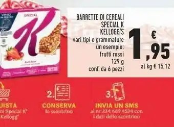 Conad Superstore Kellogg's - Special K Barretta Di Cereali Con Mirtilli Rossi 129 G(ml) offerta