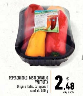 Conad PEPERONI DOLCI MISTI CORNELIO VALFRUTTA Origine Italia, categoria I conf. da 500 g offerta