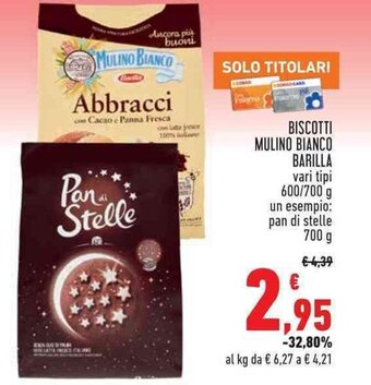 Conad BISCOTTI MULINO BIANCO BARILLA vari tipi 600/700 g un esempio: pan di stelle 700 g offerta