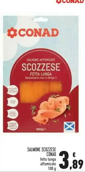 Conad Superstore Conad Salmone Scozzese Fetta Lunga Affumicato 100 G offerta