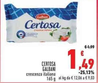 Conad CERTOSA GALBANI crescenza italiana 165 g offerta