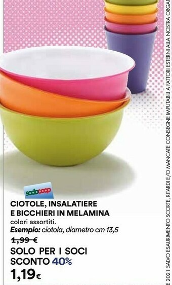 Coop Ciotole, Insalatiere E Bicchieri In Melamina offerta