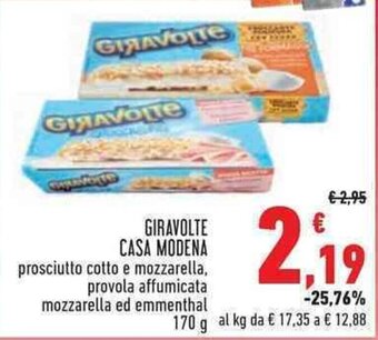 Conad GIRAVOLTE CASA MODENA prosciutto cotto e mozzarella, provola affumicata mozzarella ed emmenthal 170 g offerta