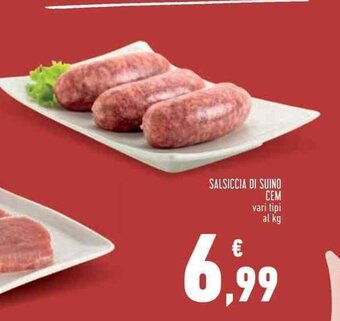 Conad SALSICCIA DI SUINO CEM vari tipi al kg offerta