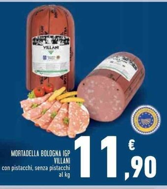 MORTADELLA BOLOGNA IGP VILLANI con pistacchi, senza pistacchi al kg