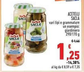 Conad ACETELLI SACLA vari tipi e grammature un esempio: giardiniera 290/170 g offerta