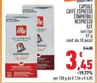 Conad CAPSULE CAFFÈ ESPRESSO COMPATIBILI NESPRESSO ILLY vari tipi 57 g conf. da 10 pezzi offerta