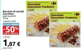 Carrefour Carrefour - Barrette Ai Cereali Cioccolato Al Latte Uva Passa 126 G(ml) offerta