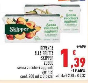 Conad BEVANDA ALLA FRUTTA SKIPPER ZUEGG senza zuccheri aggiunti vari tipi conf. 200 ml x 3 pezzi offerta