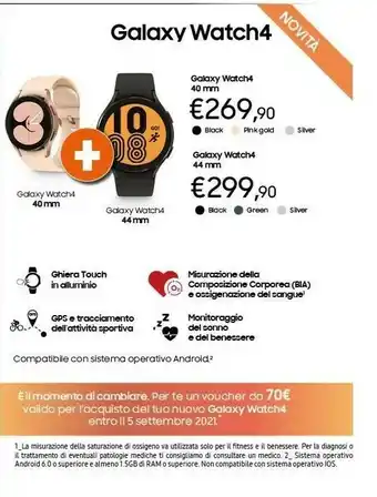 Expert Samsung Galaxy Watch4 3,05 Cm (1.2") 40 Mm SAMOLED Nero GPS (satellitare) offerta