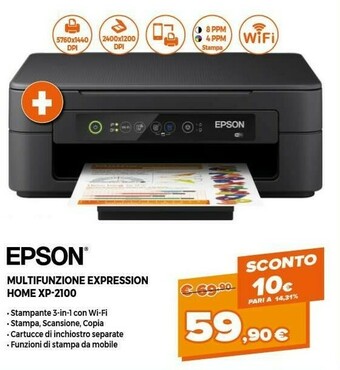 Expert Epson Expression Home XP-2100 Ad Inchiostro 5760 X 1440 DPI 27 Ppm A4 Wi-Fi offerta