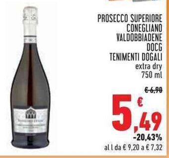 Conad PROSECCO SUPERIORE CONEGLIANO VALDOBBIADENE DOCG TENIMENTI DOGALI extra dry 750 ml offerta