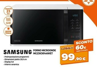 Expert Samsung Forno Microonde MG23K3614AWET offerta