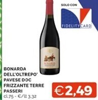 Mercatò Terre passeri bonarda dell'oltrepo' pavese doc frizzante offerta