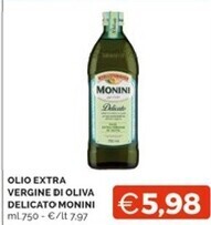 Mercatò Monini olio extra vergine di oliva delicato offerta