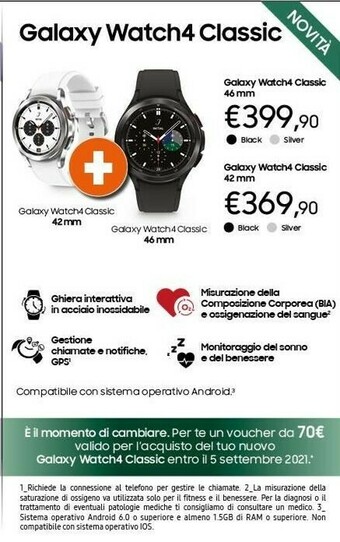 Expert Samsung Galaxy Watch4 Classic 3,05 Cm (1.2") 42 Mm SAMOLED Nero GPS (satellitare) offerta