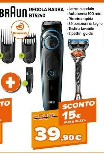 Expert Braun Regola Barba BT5240 offerta