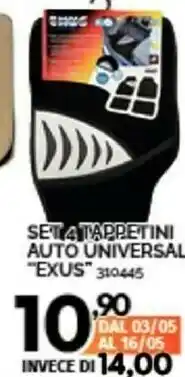 Orizzonte Set 4 Tappetini Auto Universal Exus 310445 offerta
