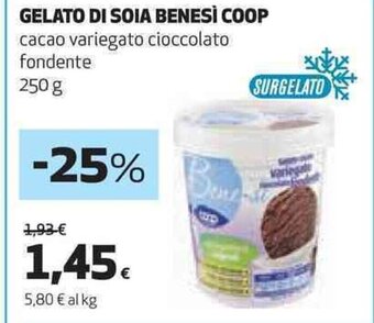 Coop GELATO DI SOIA BENESÌ COOP cacao variegato cioccolato fondente 250 g offerta