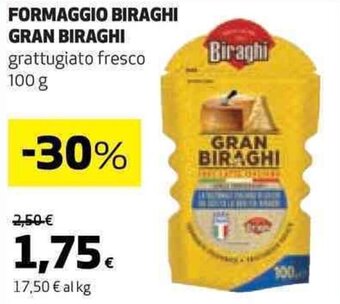 Coop FORMAGGIO BIRAGHI GRAN BIRAGHI grattugiato fresco 100 g offerta