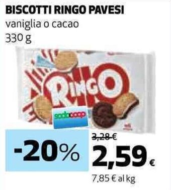 Coop BISCOTTI RINGO PAVESI vaniglia o cacao 330 g offerta
