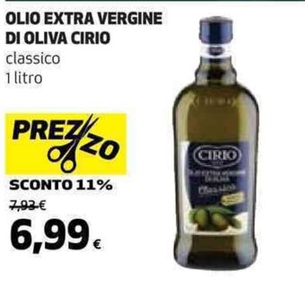 Coop OLIO EXTRA VERGINE DI OLIVA CIRIO classico 1 litro offerta