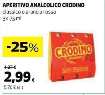 Coop APERITIVO ANALCOLICO CRODINO classico o arancia rossa 3x175 ml offerta