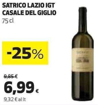 Coop SATRICO LAZIO IGT CASALE DEL GIGLIO 75 cl offerta