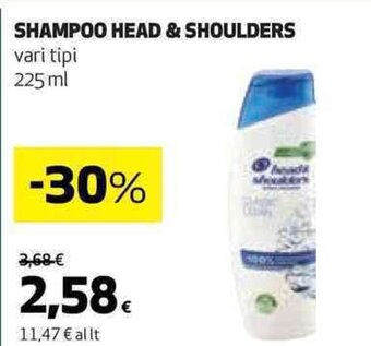 Coop SHAMPOO HEAD & SHOULDERS vari tipi 225 ml offerta