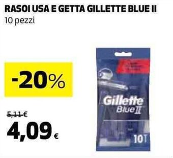 Coop RASOI USA E GETTA GILLETTE BLUE II 10 pezzi offerta
