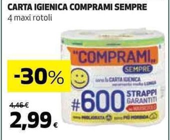 Coop CARTA IGIENICA COMPRAMI SEMPRE 4 maxi rotoli offerta