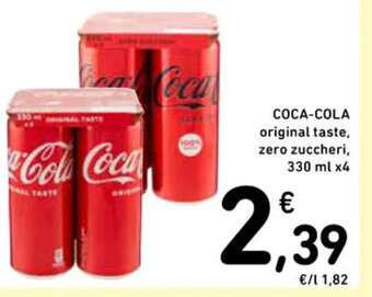 Spazio Conad COCA-COLA original taste, zero zuccheri, 330 ml x4 offerta