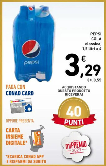 Spazio Conad PEPSI COLA classica, 1,5 litri x 4 offerta