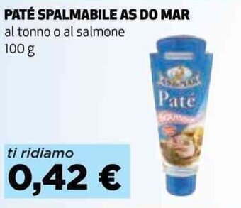 Coop PATÉ SPALMABILE AS DO MAR al tonno o al salmone 100 g offerta