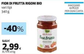 Coop FIOR DI FRUTTA RIGONI BIO 340 g offerta